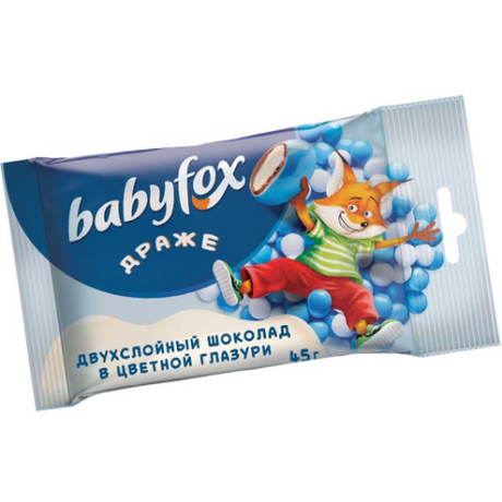 «BabyFox», драже двухслойный шоколад в цветной глазури, 45 г (ндс 22%)